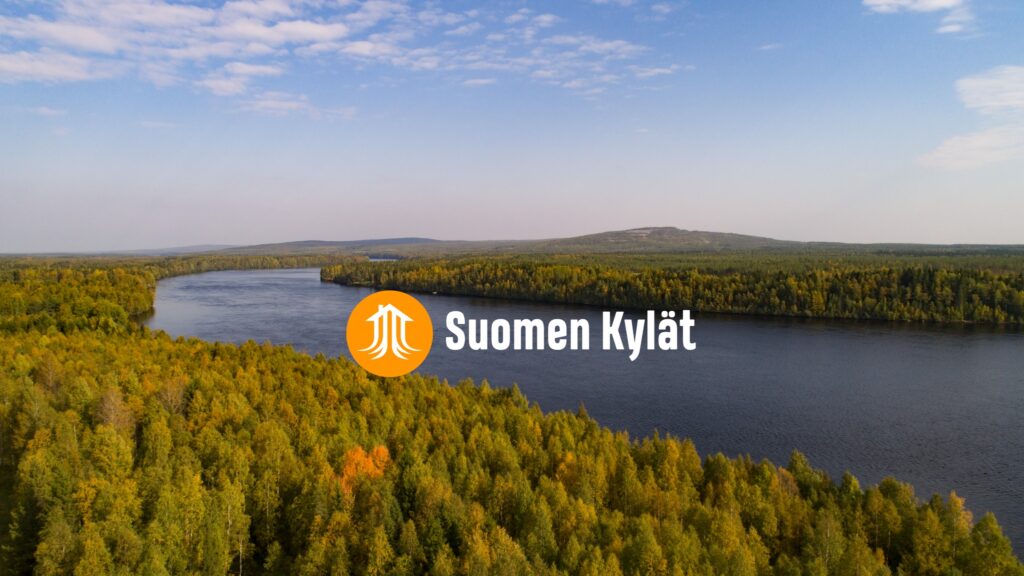 Suomen kylät logo ja kesämaisema.